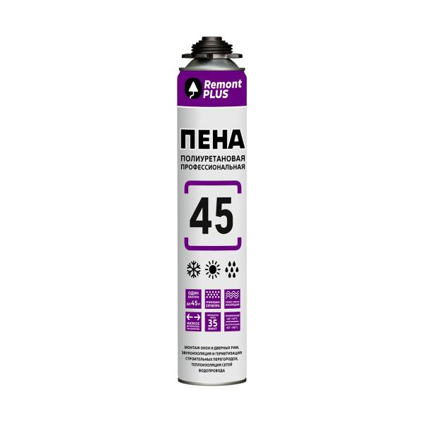 Пена монтажная профессиональная Remont Plus 45 Pro, 585мл, всесезонная, Masterteks
