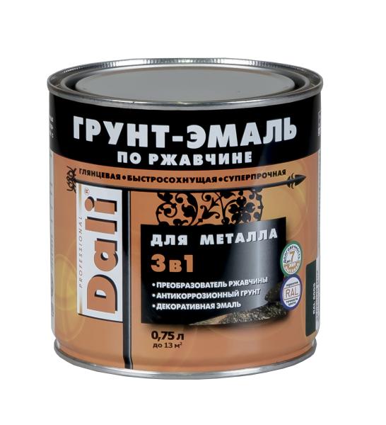 Грунт-эмаль алкидная по ржавчине 3 в 1 коричневая, RAL8017, 0,75 л, Dali