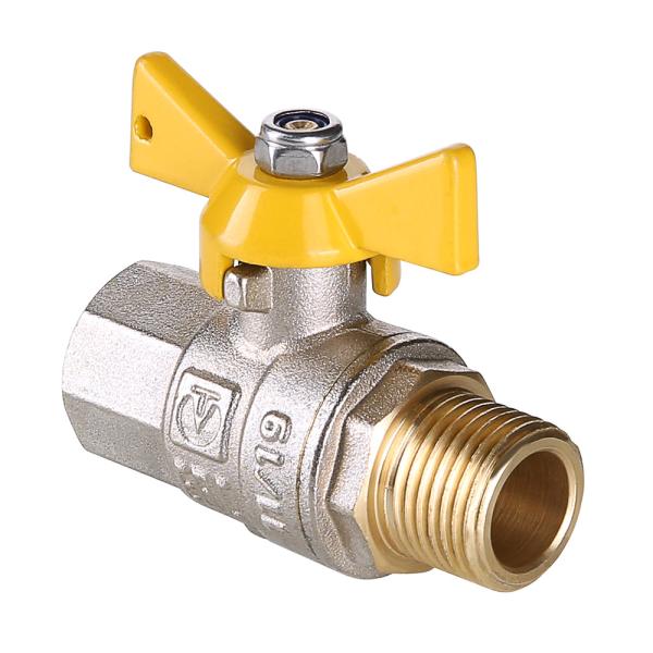 Кран шаровой для газа 1/2" Г-Ш-Б Valtec латунь никелированная (16)