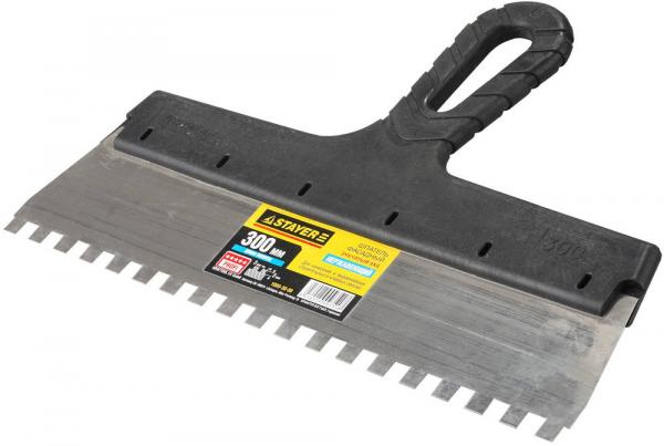 Шпатель зубчатый 8x8 Professional с пласт.ручкой 300мм (арт.1009-30-08) Stayer