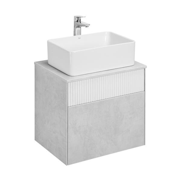 Тумба Aquaton Марбл 60 слэйт, белый матовый под раковину Mila 50, 1A276101MH4C0