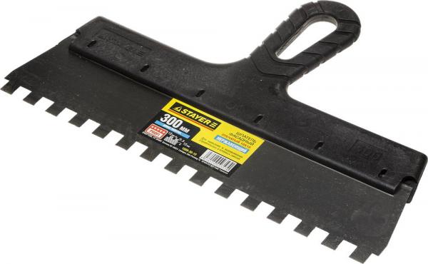 Шпатель зубчатый 10x10 Professional с пласт.ручкой 300мм (арт.1009-30-10) Stayer