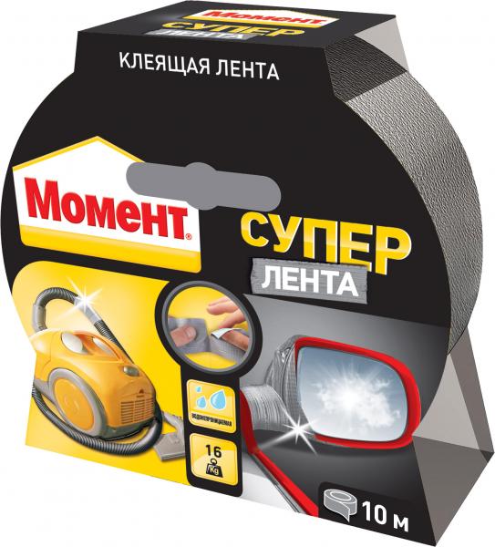 Лента клеящая СУПЕР МОМЕНТ 10м серебряная