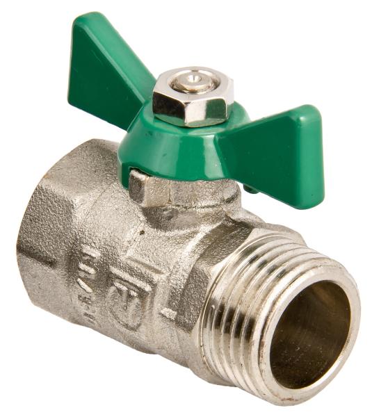 Кран шаровой для воды компакт 1/2" Г-Ш-Б Valtec латунь никелированная (20)