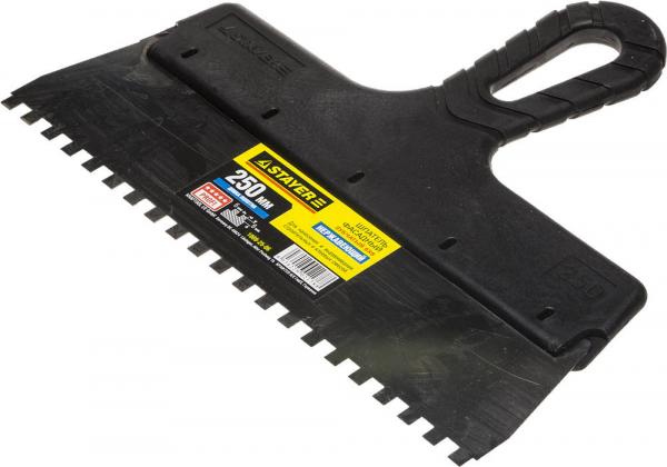 Шпатель зубчатый 6x6 Professional с пласт.ручкой 250мм (арт.1009-25-06) Stayer