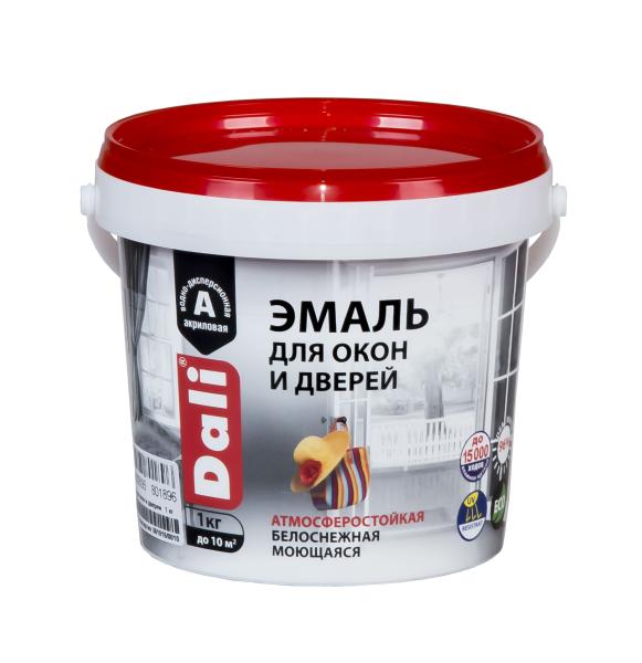 Эмаль акриловая для окон и дверей белая, 1 кг, Dali