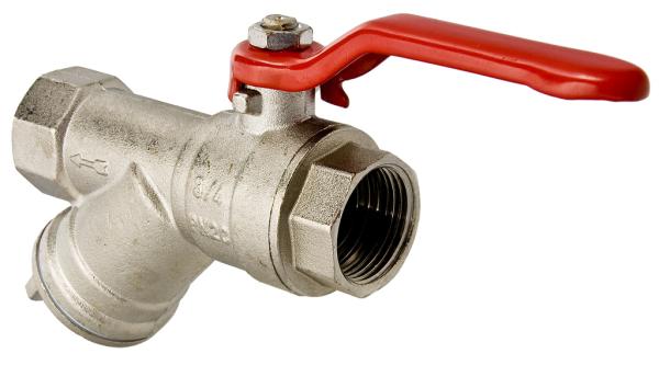 Кран шаровой для воды с фильтром 1/2" Г-Г-Р Valtec латунь никелированная (8)