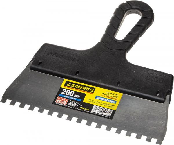 Шпатель зубчатый 6x6 Professional с пласт.ручкой 200мм (арт.1009-20-06) Stayer