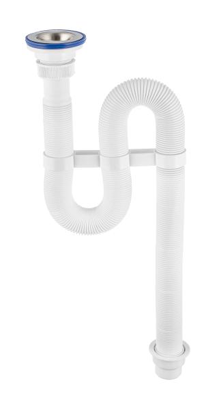 Сифон гофр. "VIR" с нерж. чашкой Ø70 мм (1¼"- Ø40/50) VIRPLAST 30980312