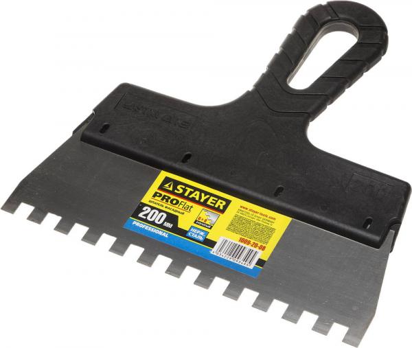 Шпатель зубчатый 8x8 Professional с пласт.ручкой 200мм (арт.1009-20-08) Stayer