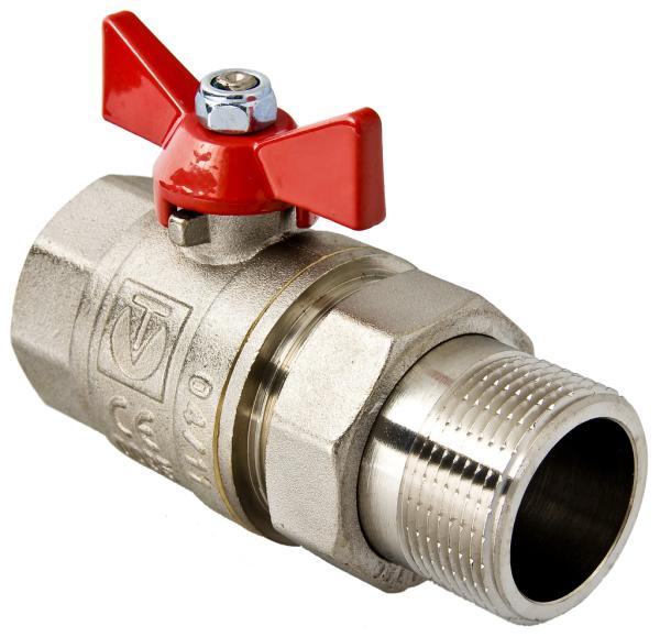 Кран шаровой для воды с полусгоном 1" Г-Ш-Б Valtec латунь никелированная (5)