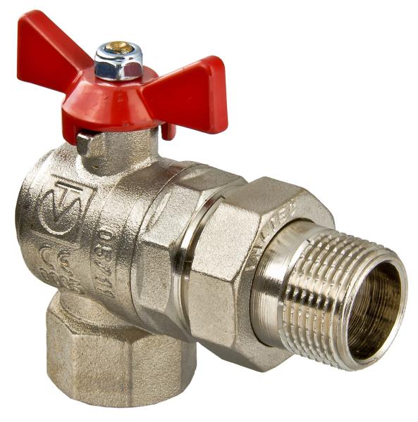 Кран шаровой для воды со сгоном угловой 1/2" Г-Ш-Б Valtec латунь никелированная (8)